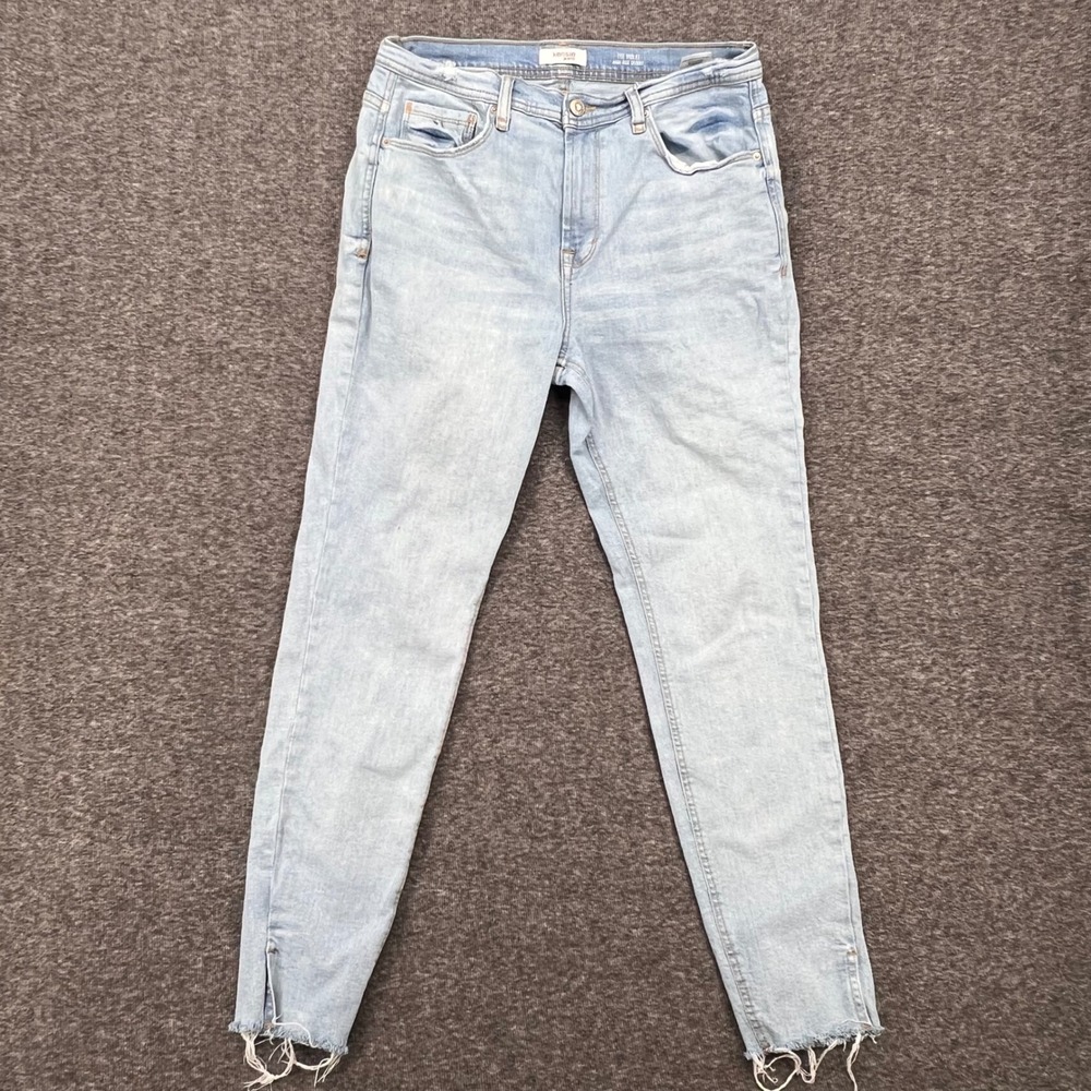 Kensie Jeans The Violet High Rise 8 Skinny Light Wash Raw Hem Ankle Slit Denim